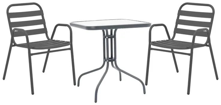 Σετ κήπου - Τραπεζαρία Watson - Sussie 3 τεμ. μέταλλο - γυαλί ανθρακί 70x70x70 εκ. 70x70x70 εκ.