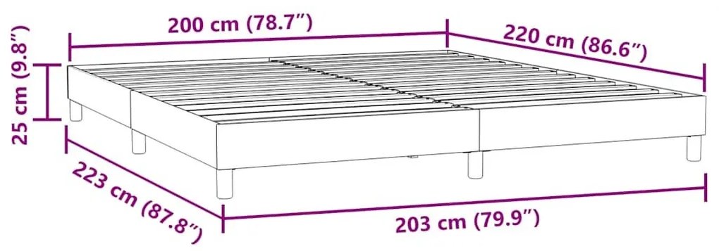 Box Spring Κρεβάτι χωρίς στρώμα 200x220 cm Βελούδινο - Γκρι