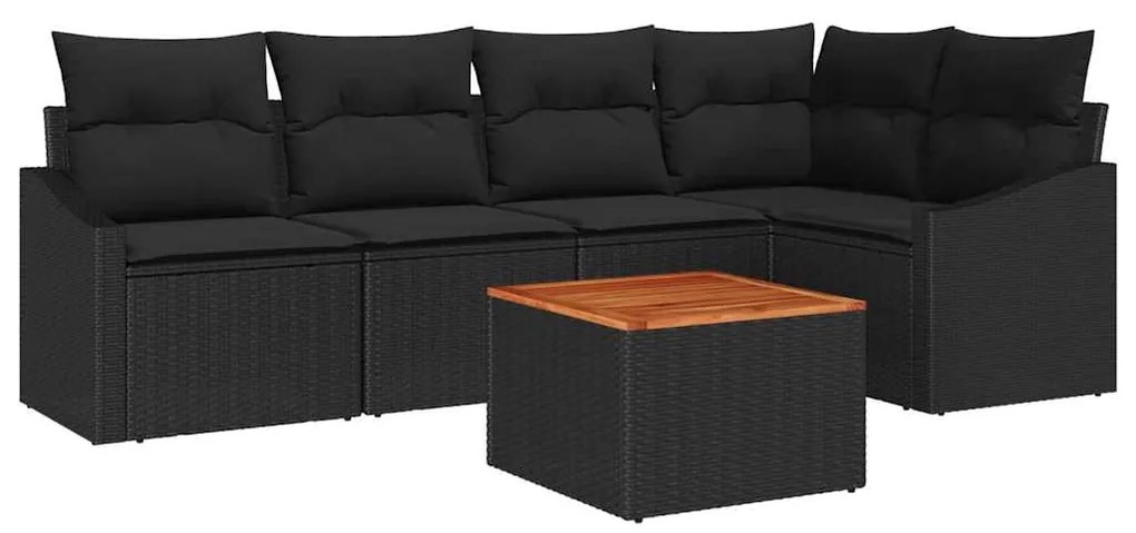 vidaXL Σετ Καναπέ Κήπου 6 pcs Μαύρο