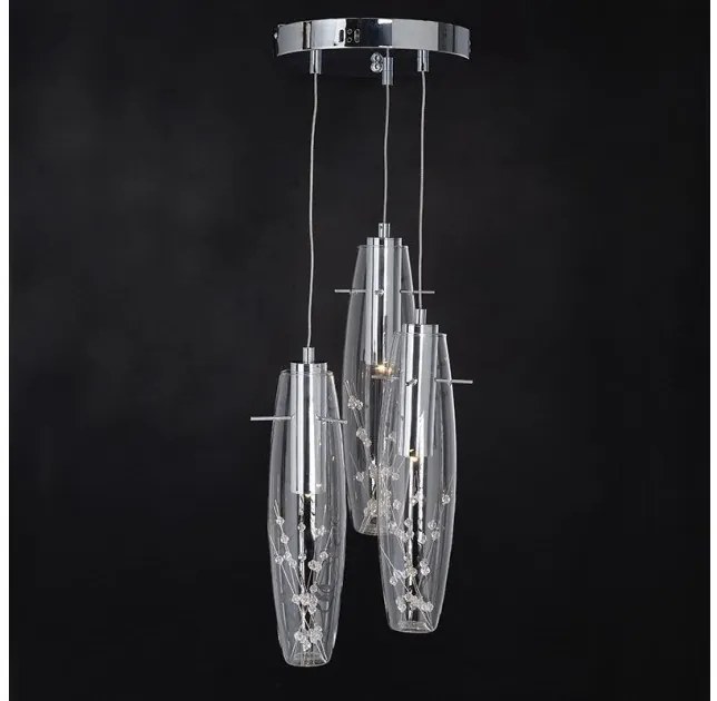 Κρεμαστό Φωτιστικό Οροφής 3xLED 3W Ασημί Φ30cm Κρύσταλλο Vani VANI309LEDP Aca-VANI309LEDP-Ασημί VANI309LEDP