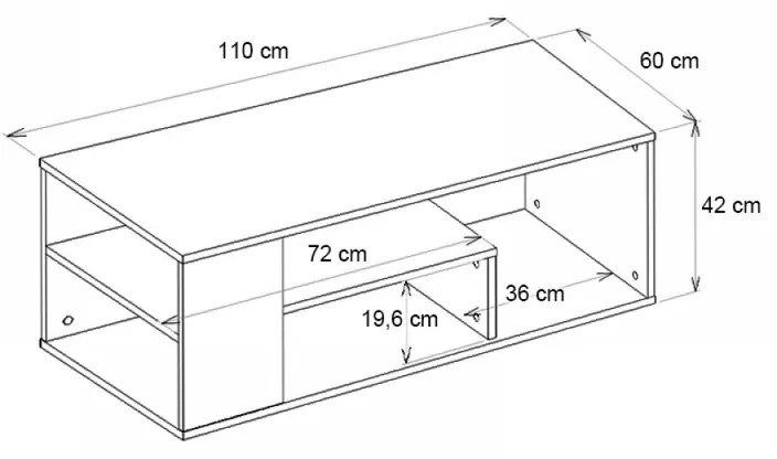 Τραπεζάκι σαλονιού Abdera Megapap χρώμα καρυδί 110x60x42εκ.