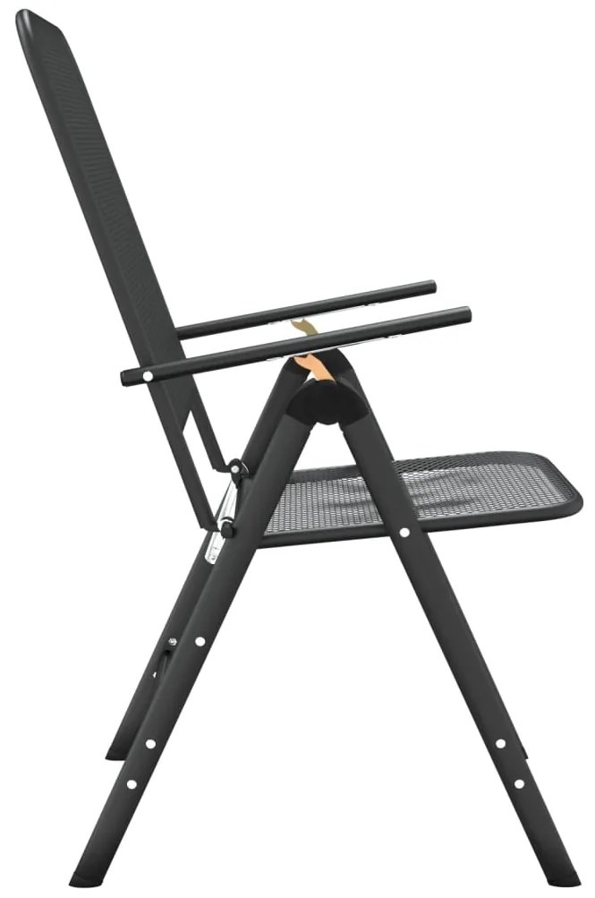 vidaXL Καρέκλες Κήπου Πτυσσόμ. 2 τεμ. Ανθρακί Εκτετ. Μεταλλικό Πλέγμα