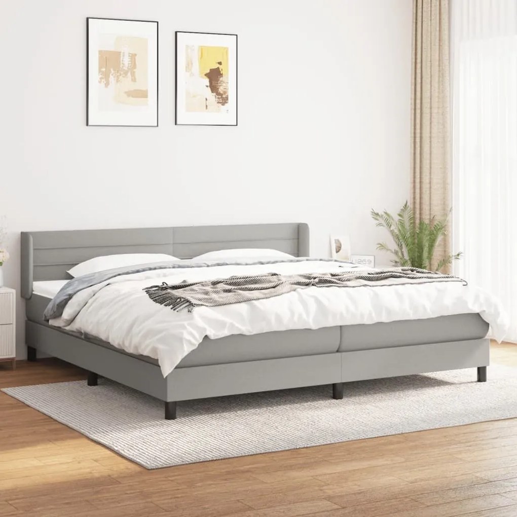 ΚΡΕΒΑΤΙ BOXSPRING ΜΕ ΣΤΡΩΜΑ ΑΝΟΙΧΤΟ ΓΚΡΙ 200X200 ΕΚ. ΥΦΑΣΜΑΤΙΝΟ 3129817