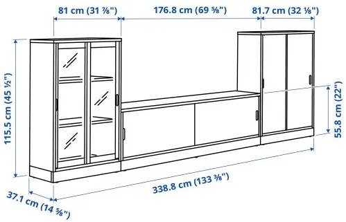 TONSTAD έπιπλο TV/αποθήκευσης με συρόμενες πόρτες, 339x37x116 cm 695.717.66