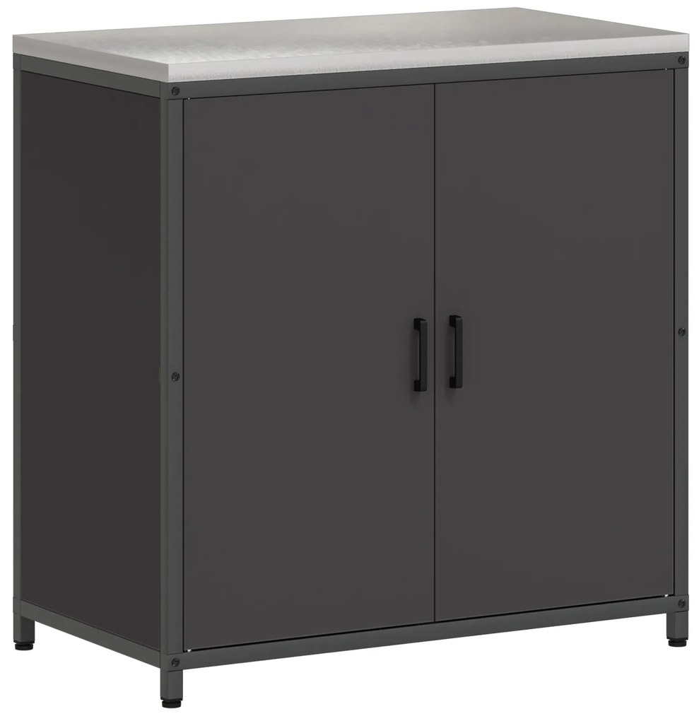 vidaXL Ντουλάπα Αποθήκευσης Κουζίνας Μαύρο 60 x 50 x 92 εκ. Ατσάλι