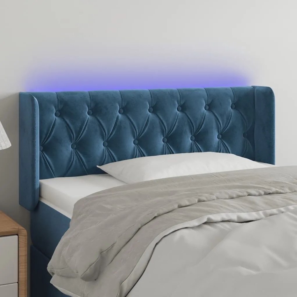 Κεφαλάρι Κρεβατιού LED Σκούρο Μπλε 103x16x78/88 εκ. Βελούδινο 3123618