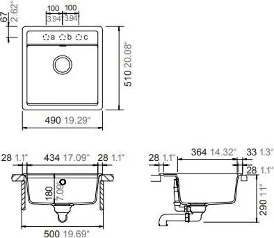 Νεροχύτης Manhattan Schock Cristalite-Leuko