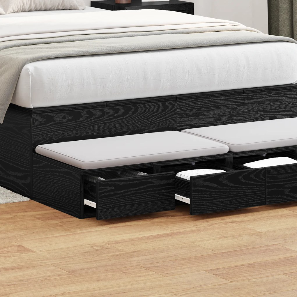 vidaXL Κομοδίνα Μαύρα 120x36.5x16.5 εκ Επεξεργασμένο Ξύλο