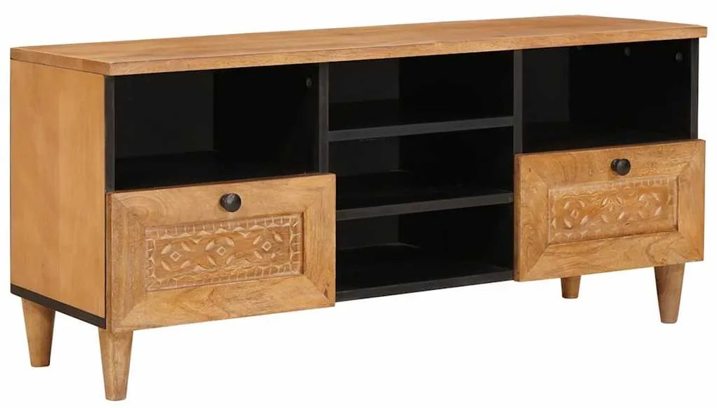 vidaXL Ντουλάπι TV Ανοιχτό καφέ 100 x 33 x 46 εκ Μασίφ ξύλο μάνγκο