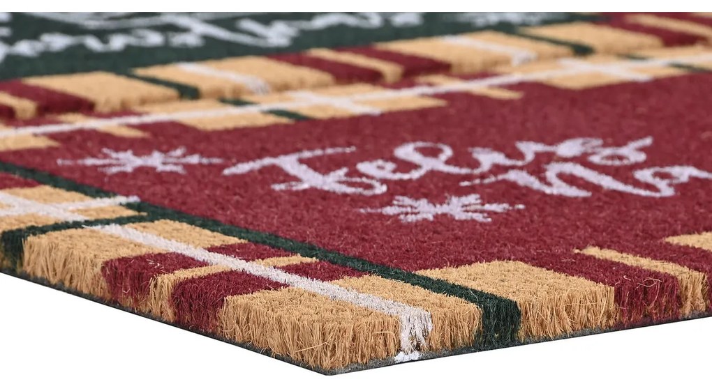 Πατάκι DKD Home Decor Λευκό Καφέ Κόκκινο Πράσινο PVC ΙΊνες καρύδας 60 x 40 x 1,5 cm (x2)