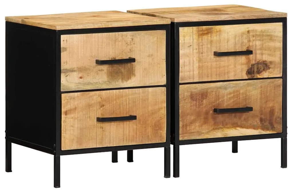 vidaXL Κομοδίνο με συρτάρι 2 pcs Καφέ και μαύρο 40 x 35 x 50 εκ.