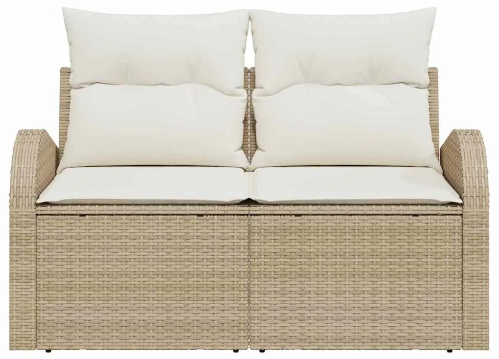 vidaXL Καναπές Κήπου με μαξιλάρι Μπεζ 124 x 62 x 69cm συνθετικό ρατάν