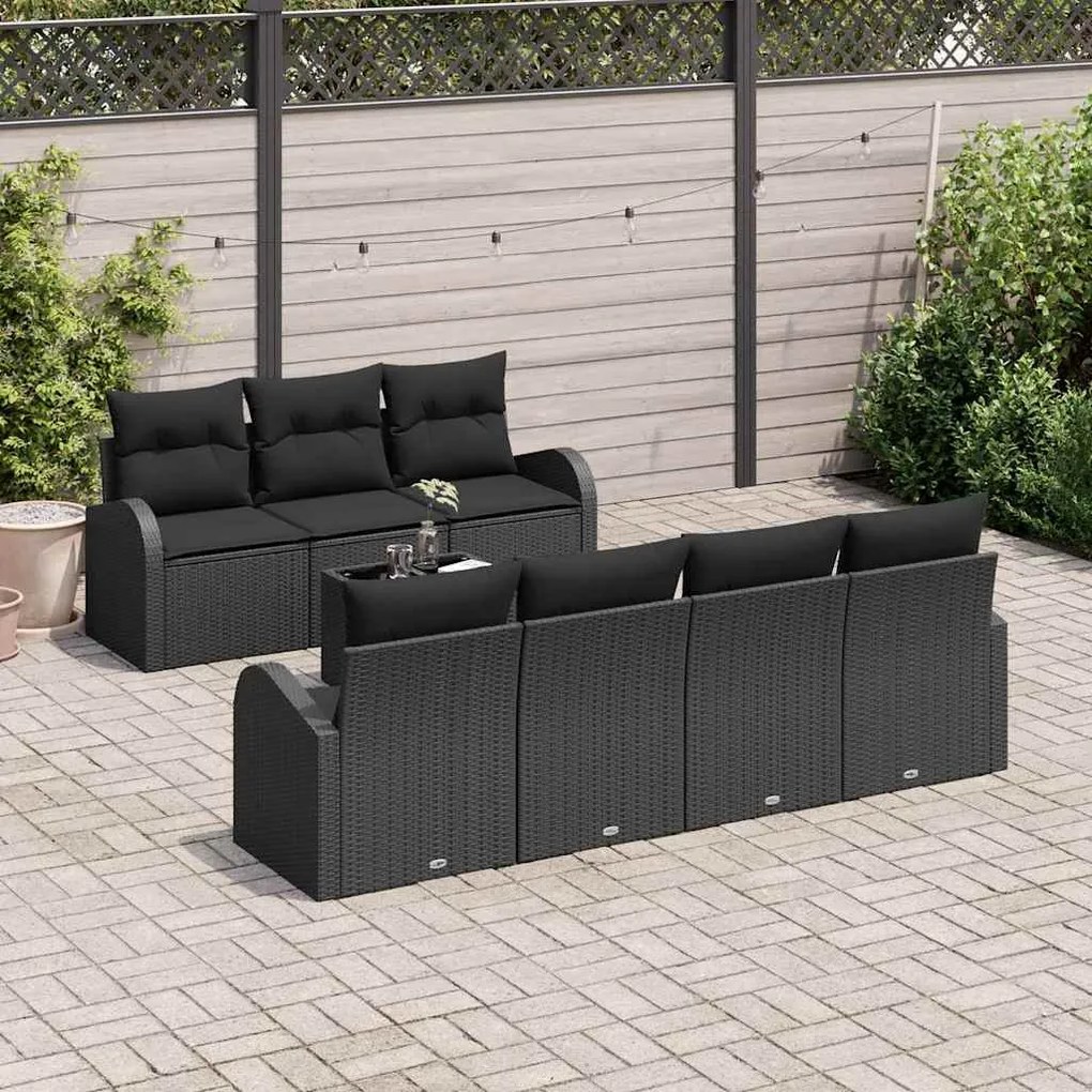 vidaXL Σετ Καναπέ Κήπου 8 pcs Μαύρο 55 x 55 x 37 εκ συνθετικό ρατάν