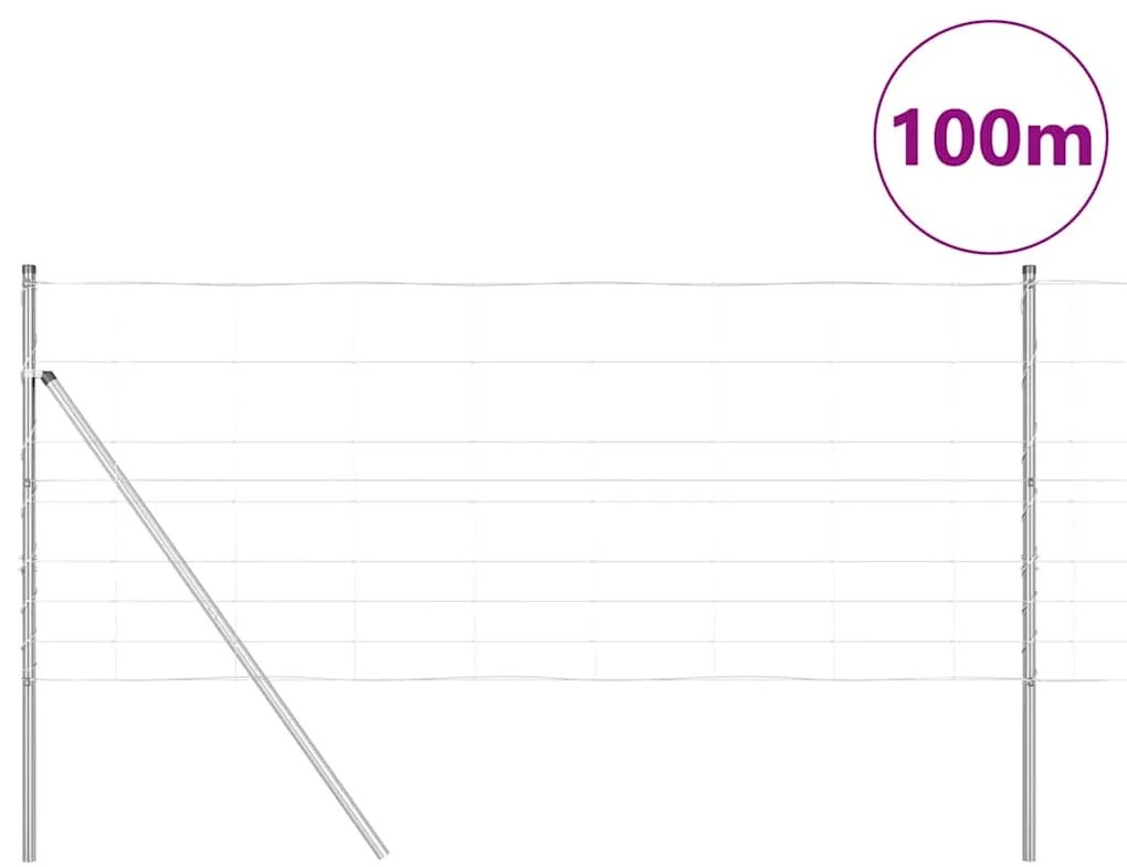 vidaXL Περίφραξη αγρού Ασημί 100 x 1 μ Γαλβανισμένος χάλυβας