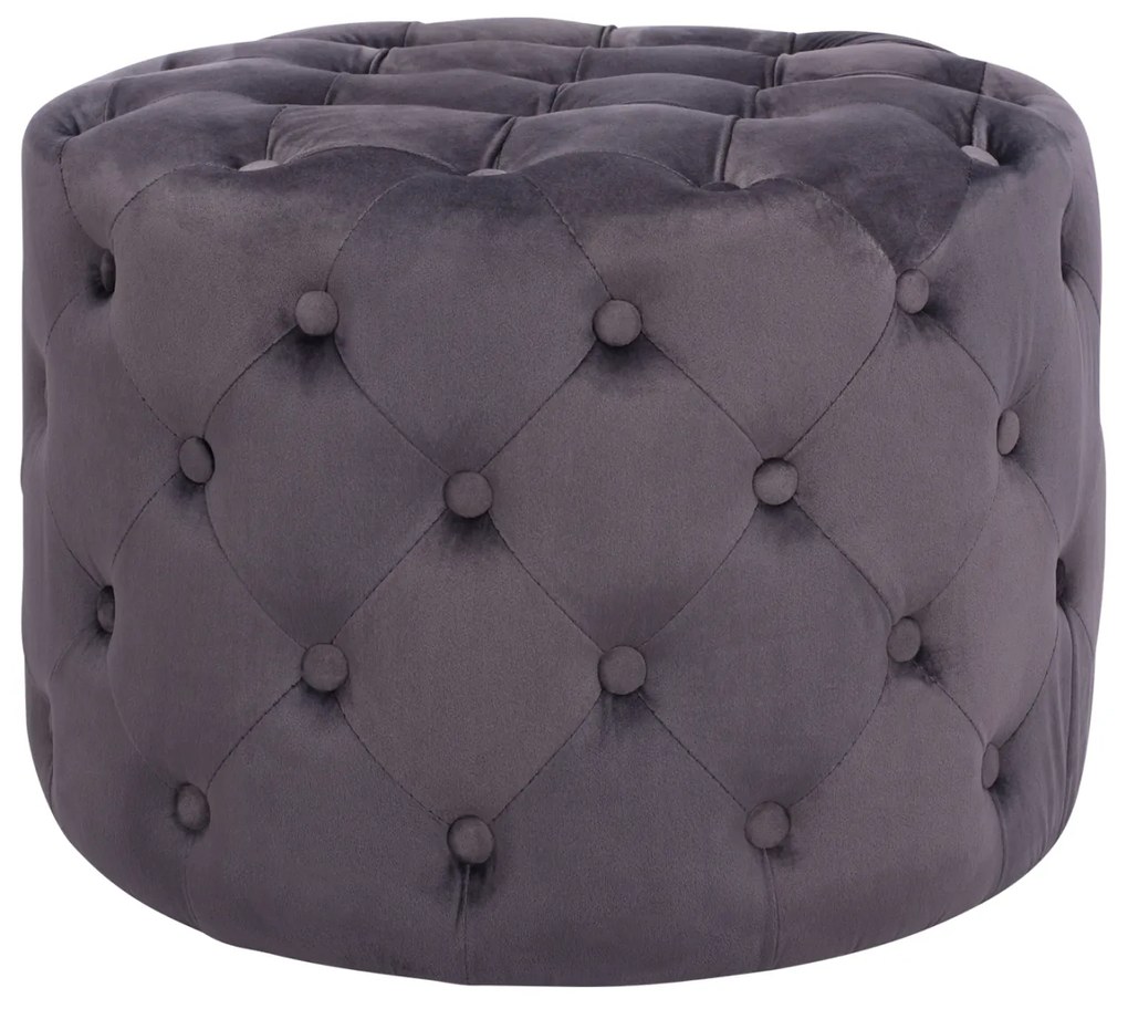 ΣΚΑΜΠΟ KASSIE ΓΚΡΙ ΒΕΛΟΥΔΟ ΤΥΠΟΥ CHESTERFIELD HM8406.01 Φ60x43Υ εκ.