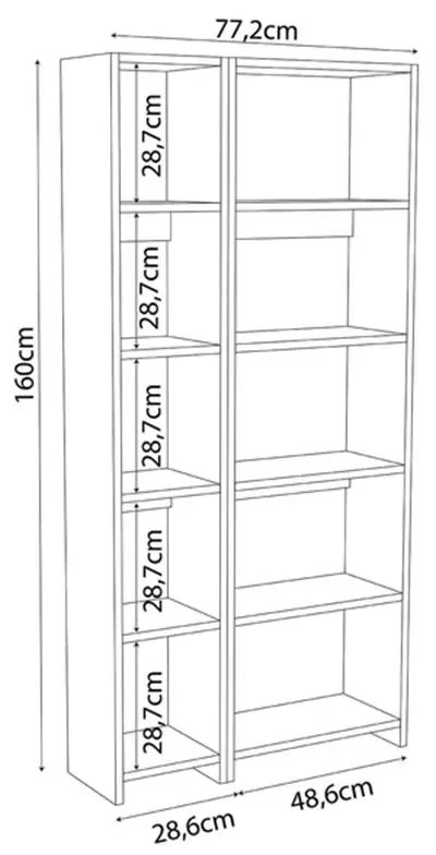 Βιβλιοθήκη Alkathi σε ανθρακί απόχρωση 77x22x160εκ 77x22x160 εκ.