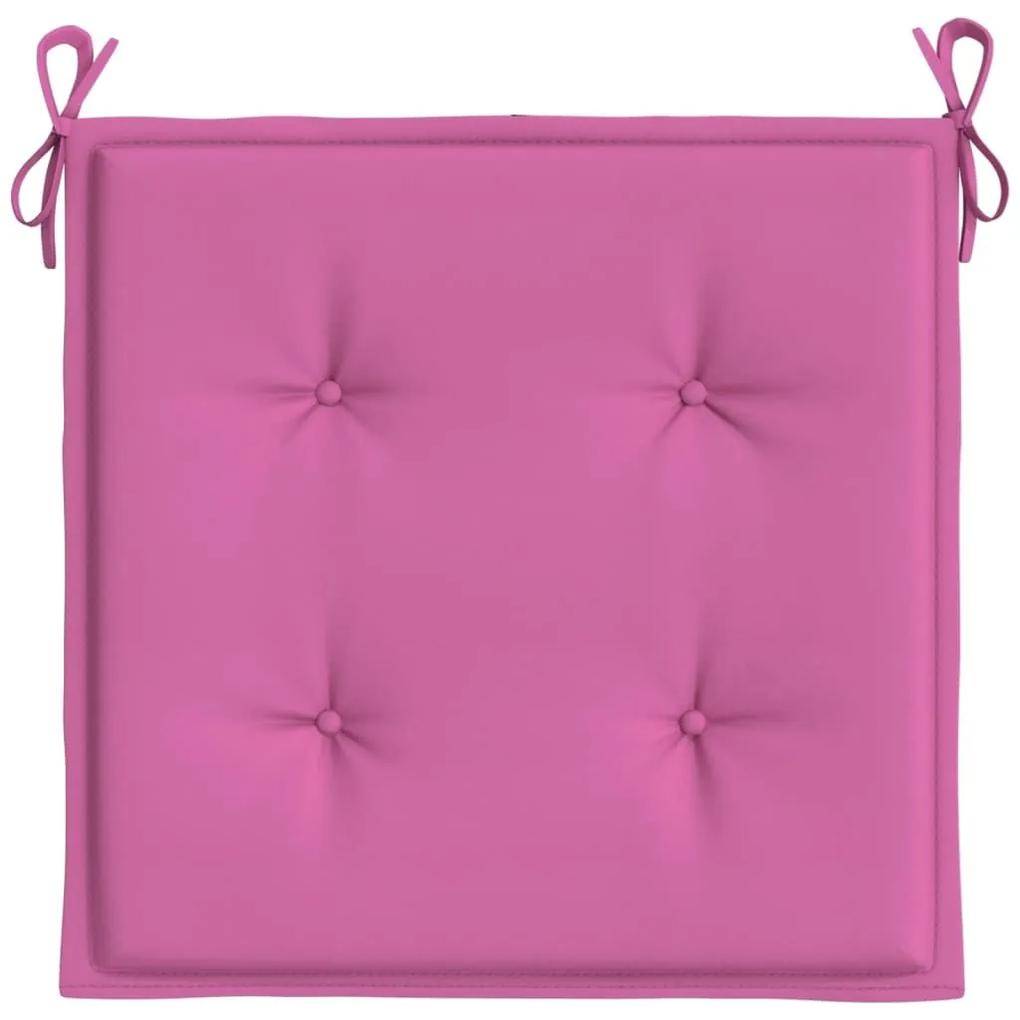 Μαξιλάρια Καρέκλας Κήπου 2 τεμ. Ροζ 50x50x3 εκ. Υφασμάτινα - Ροζ