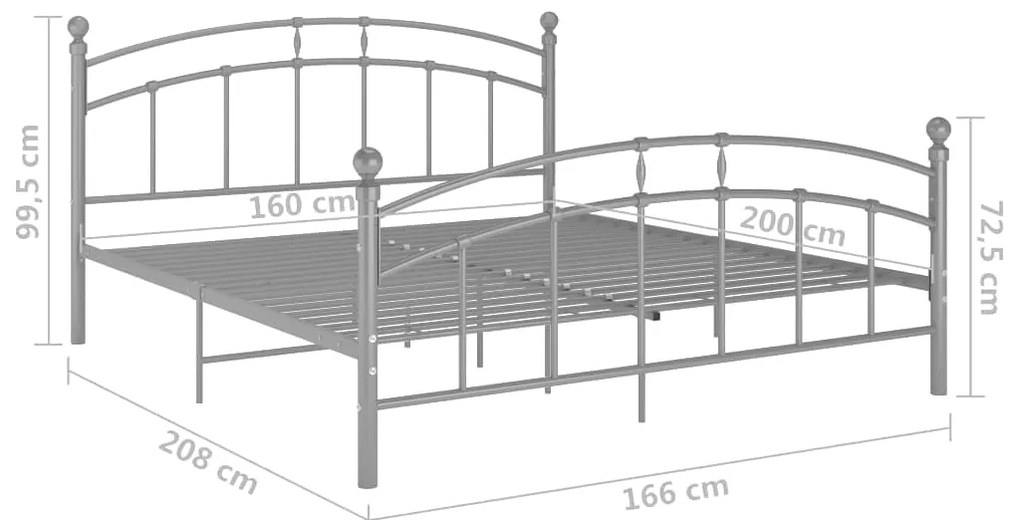 vidaXL Πλαίσιο Κρεβατιού Γκρι 160 x 200 εκ. Μεταλλικό
