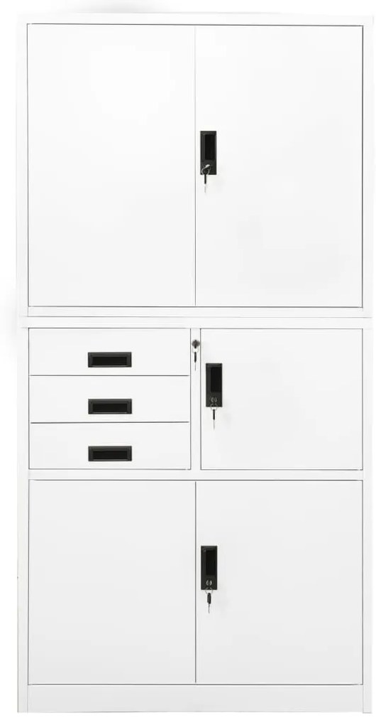 vidaXL Ντουλάπα Γραφείου Λευκή 90 x 40 x 180 εκ. Ατσάλινη