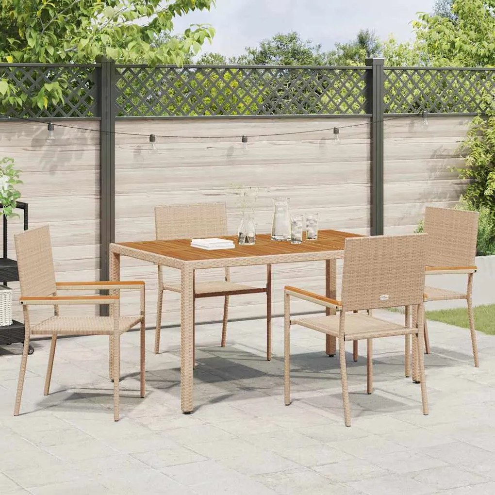 vidaXL Καρέκλες κήπου που σωριάζονται 4 pcs Κρέμα, Καφέ