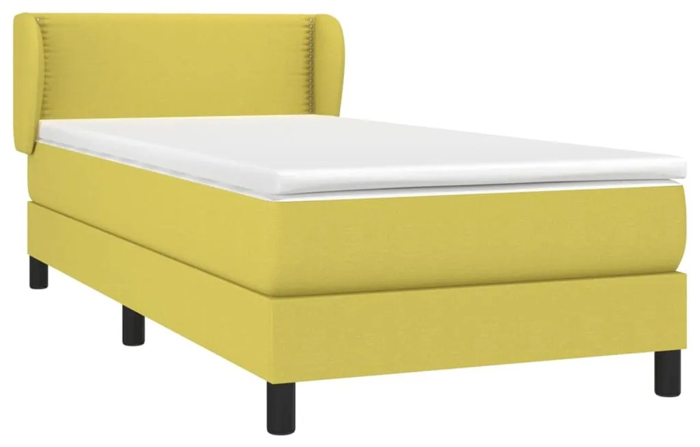 vidaXL Κρεβάτι Boxspring με Στρώμα Πράσινο 100 x 200 εκ. Υφασμάτινο