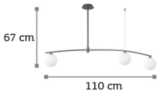InLight Κρεμαστό φωτιστικό από μαύρο μέταλλο και λευκή οπαλίνα (6037-3)