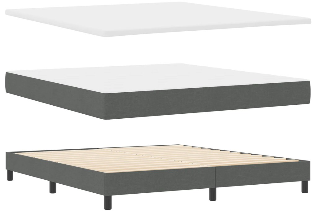 vidaXL Κρεβάτι Box Spring με Στρώμα Σκούρο Γκρι 180x200 εκ. Υφασμα