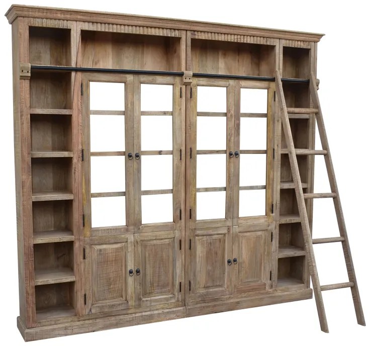 Βιβλιοθήκη Librardy Inart lime wash μασίφ mango ξύλο 247x35x220εκ