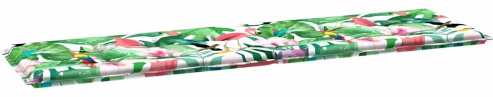 vidaXL Μαξιλάρι Παγκάκι Κήπου Floral Πράσινο και ροζ 180 x 50 x 4 cm