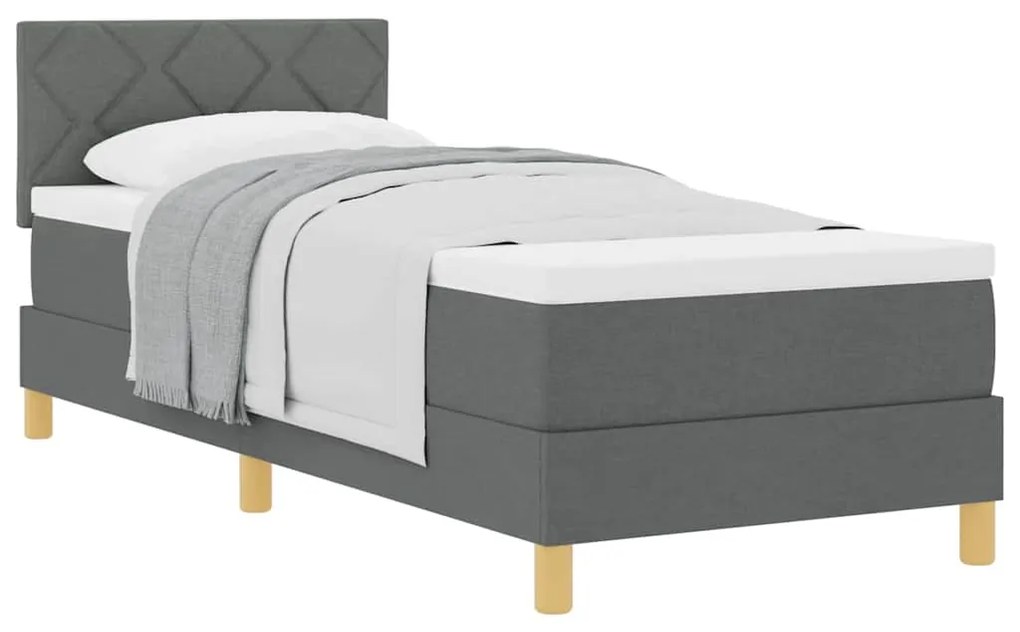 vidaXL Κρεβάτι box spring με στρώμα Σκούρο γκρι 80 x 200 cm ύφασμα