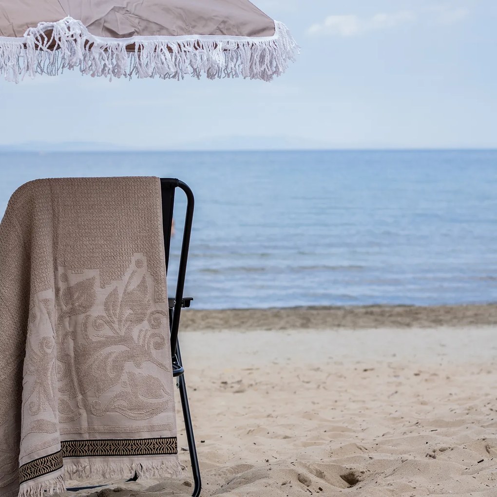 Πετσέτα Θαλάσσης (80x150) White Fabric Solmira Beige