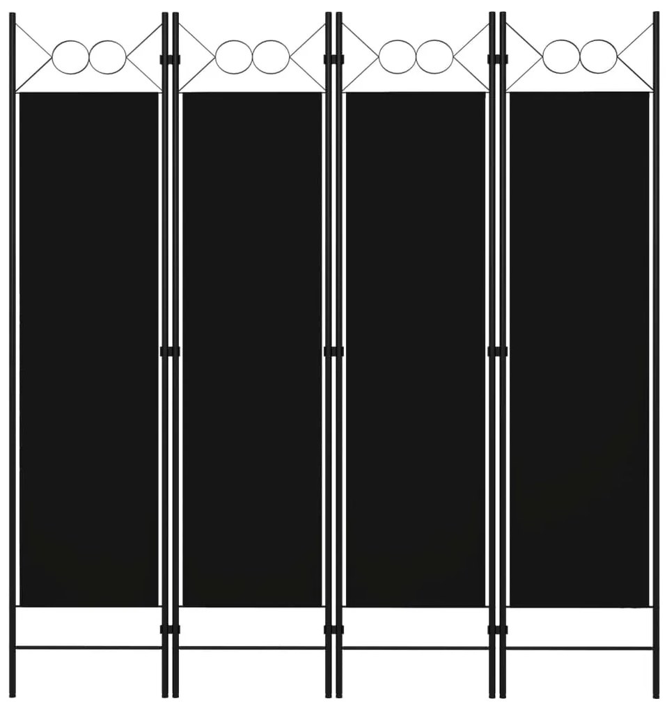 vidaXL Διαχωριστικό Δωματίου με 4 Πάνελ Μαύρο 160 x 180 εκ.
