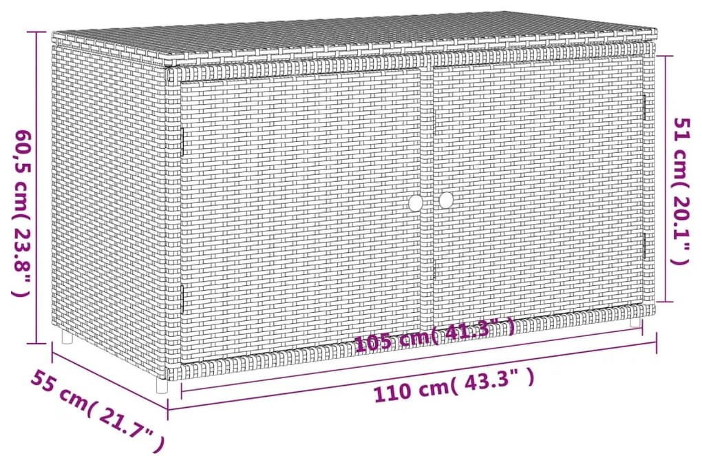 Ντουλάπι Αποθήκευσης Κήπου Γκρι 110x55,5x60,5 εκ. Συνθ. Ρατάν - Γκρι