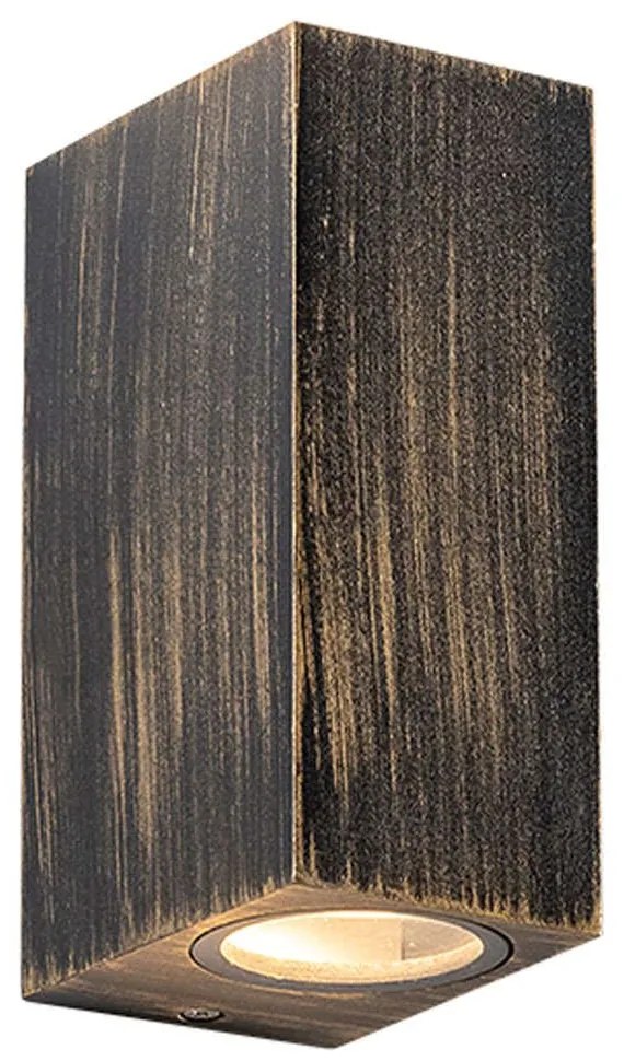 Φωτιστικό Τοίχου - Απλίκα LG2204GU10GB 6,8x15cm 2xGU10 35W IP65 Black-Gold Aca Aluminium, Glass