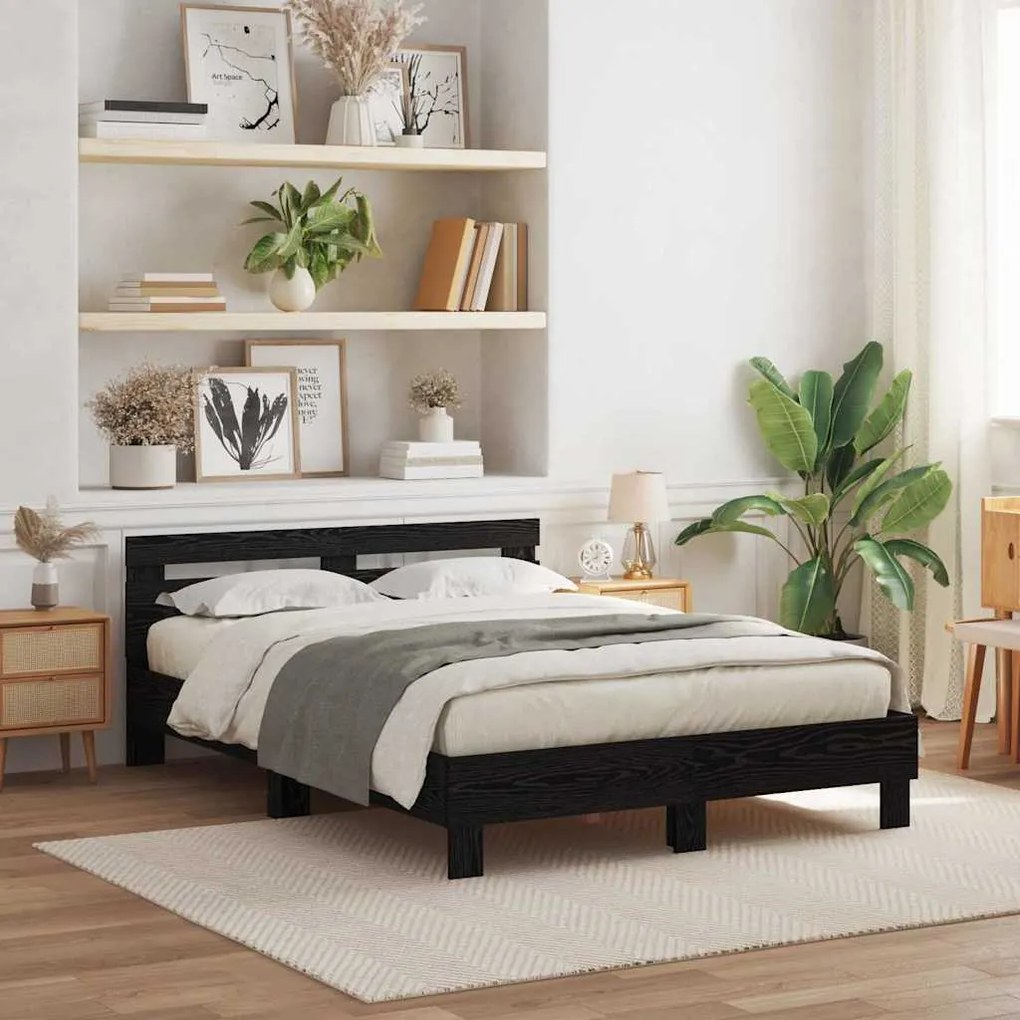 vidaXL Σκελετός Κρεβατιού Μαύρη δρυς 140 x 190 cm Επεξεργασμένο ξύλο
