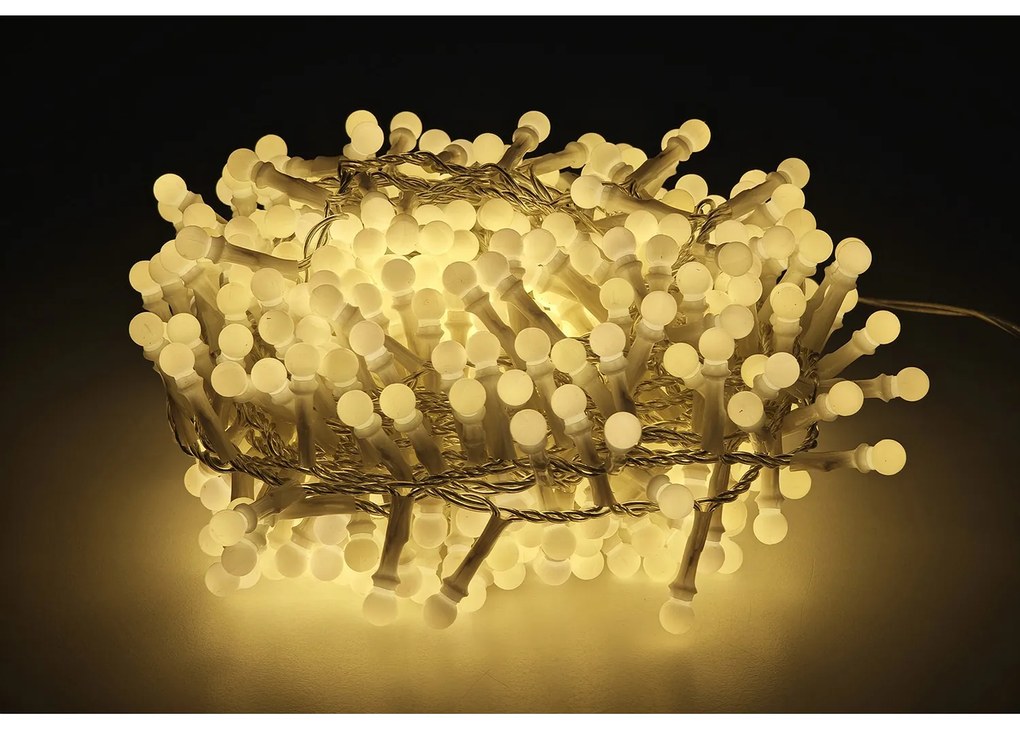 Χριστουγεννιάτικα Φώτα 300 LED Cherry Θερμό Λευκό Με Διαφανές Καλώδιο Και Πρόγραμμα
