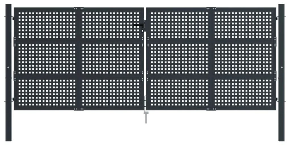 vidaXL Πύλη Κήπου Ανθρακί 400 x 125 εκ. Ατσάλινη