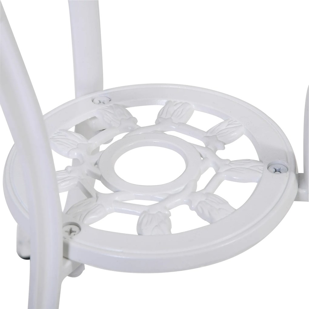 Outsunny Σετ επίπλων για 2 άτομα, σετ τραπεζαρίας κήπου, 1 τραπέζι + 2 καρέκλες με οπή ομπρέλας, αλουμίνιο, λευκό