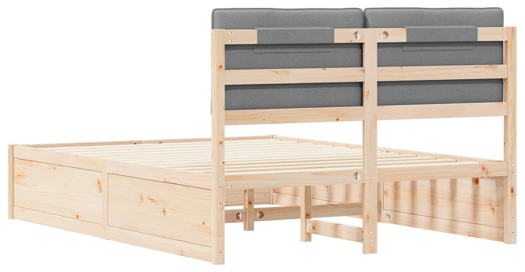 vidaXL Σκελετός Κρεβατιού με Επενδεδυμένο Κεφαλάρι Ανοιχτό γκρι