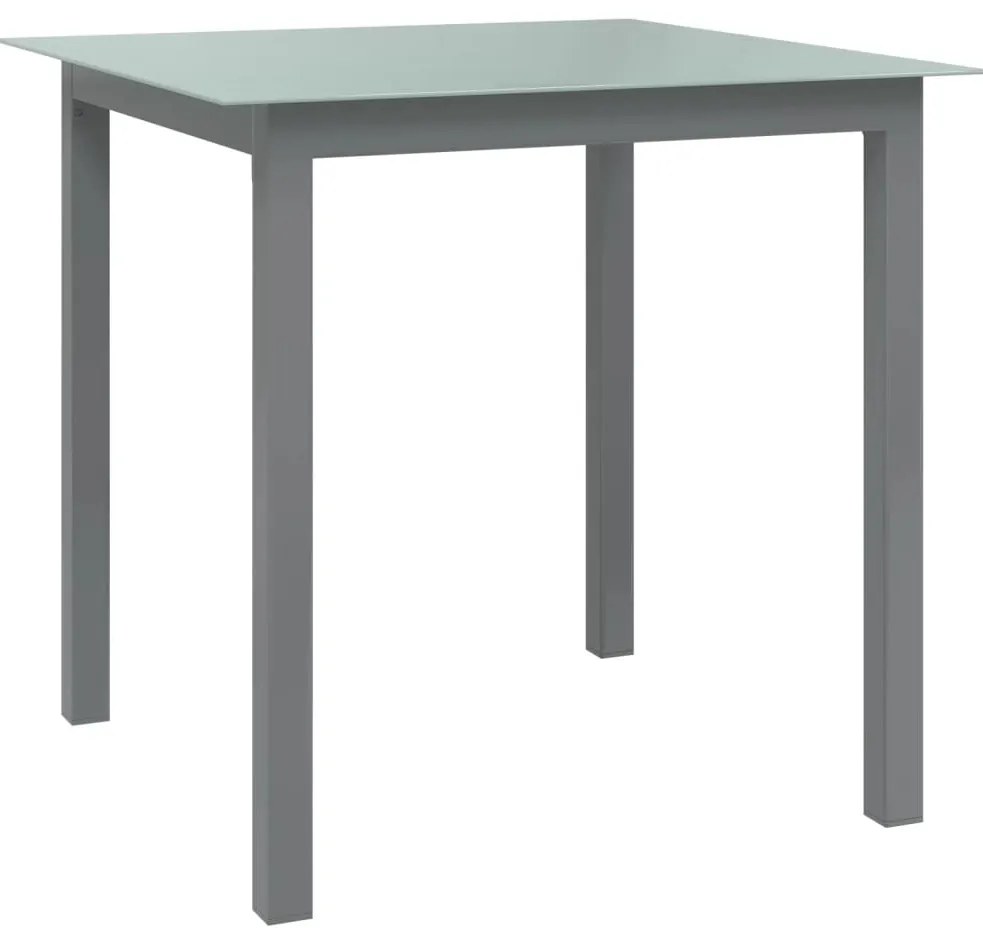 vidaXL Τραπέζι Κήπου Ανοιχτό Γκρι 80x80x74 εκ. από Αλουμίνιο / Γυαλί