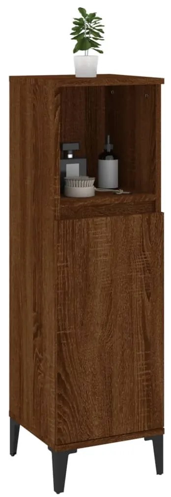 vidaXL Ντουλάπι Μπάνιου Καφέ Δρυς 30x30x100 εκ. Επεξεργασμένο Ξύλο