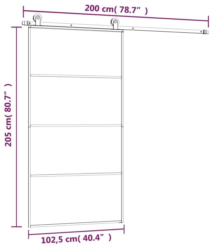 Συρόμενη Πόρτα με Μηχανισμό 102,5x205 εκ. Γυαλί ESG &amp; Αλουμίνιο - Μαύρο