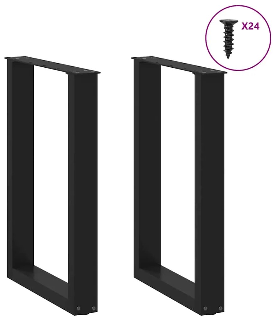 vidaXL Πόδια Τραπεζαρίας σε Σχήμα U 2 τεμ. Μαύρο 50x(72-73) εκ. Ατσάλι