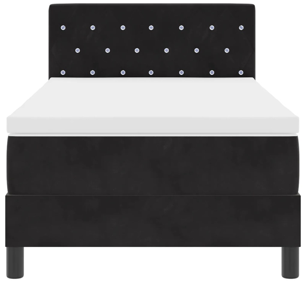 vidaXL κρεβάτι Box Spring με στρώμα και LED μαύρο 100x200 εκ. βελούδο
