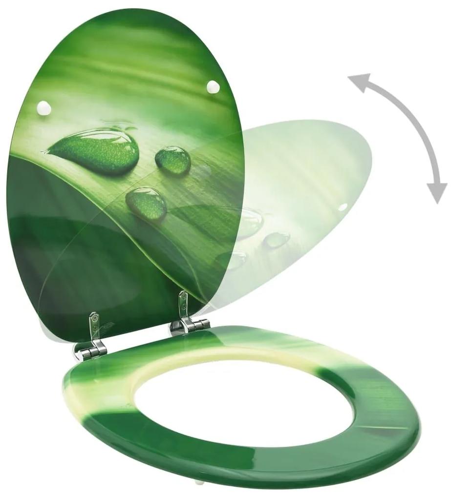 Κάλυμμα Λεκάνης με Καπάκι Σχέδιο Σταγόνες Πράσινο από MDF - Πράσινο