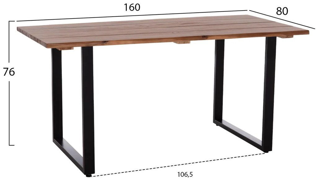 Τραπέζι FRIGGO C6375.02 Ξύλο Ακακίας πάχους 2,6 εκ. 160x80x76Υεκ. 160x80x76 εκ.