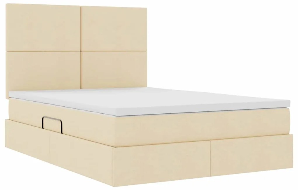vidaXL Κρεβάτι Αποθήκης με στρώμα Κρέμ 140 x 200 cm Τεχνητό Δέρμα