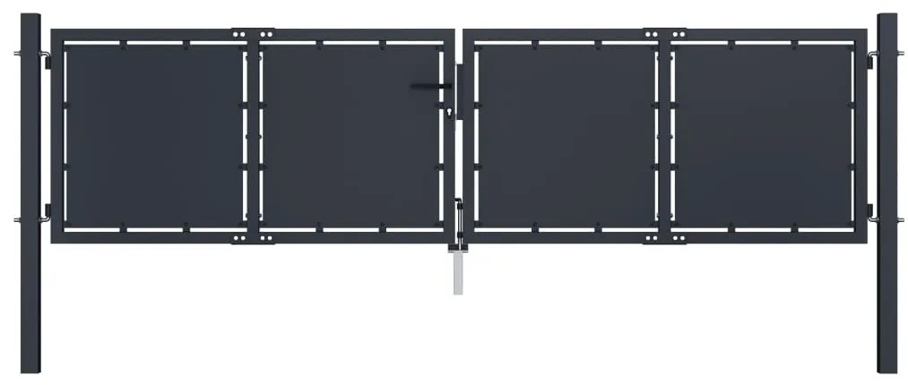 vidaXL Πόρτα Περίφραξης Κήπου Ανθρακί 300 x 75 εκ. Ατσάλινη