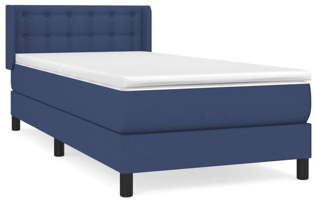 vidaXL Κρεβάτι Boxspring με Στρώμα Μπλε 90x200 εκ.Υφασμάτινο