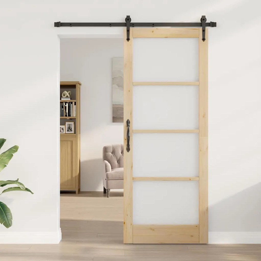 vidaXL Συρόμενη Πόρτα ORKDAL Καφέ 83 x 211 εκ. Ξύλο και μέταλλο